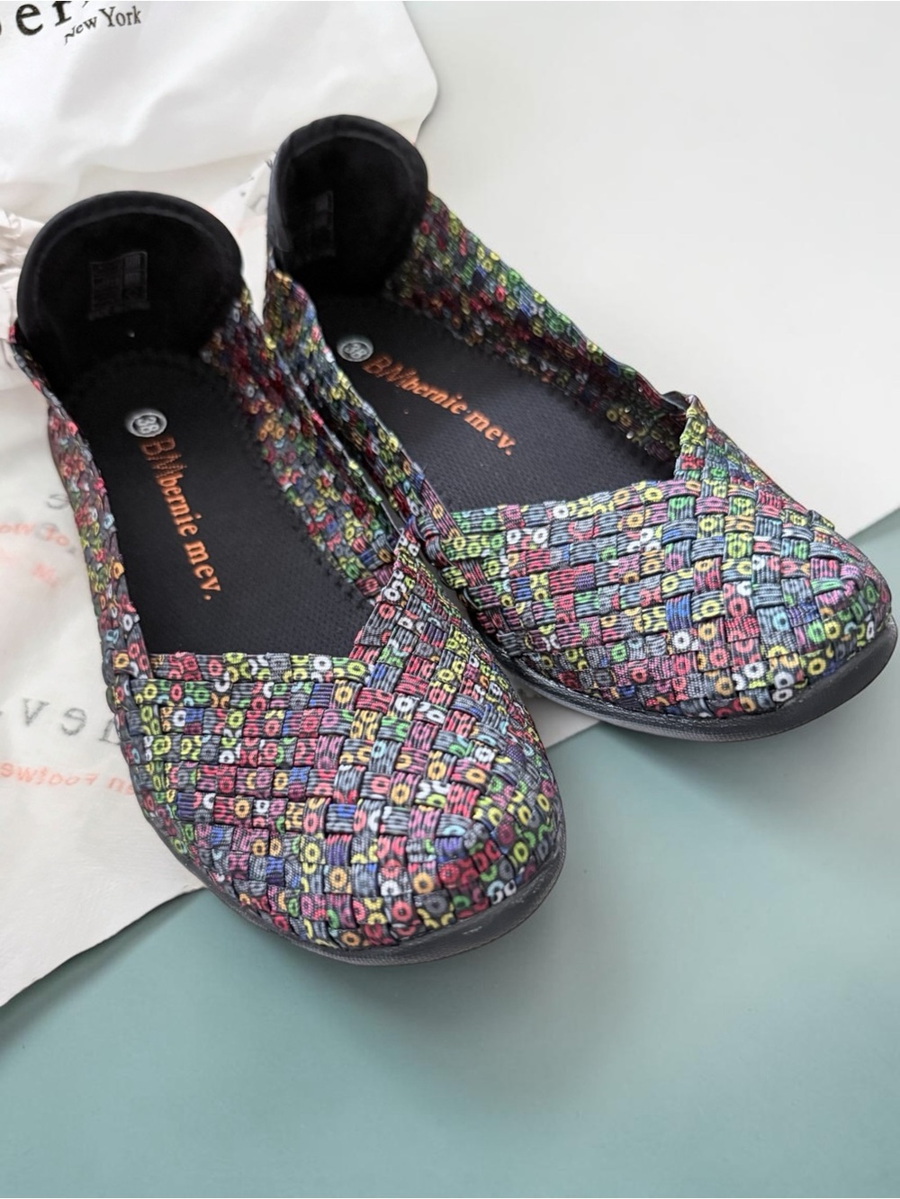 Multicolor Woven Ballet Flats EU38 Bernie Mev Catwalk comfort stretch slip on